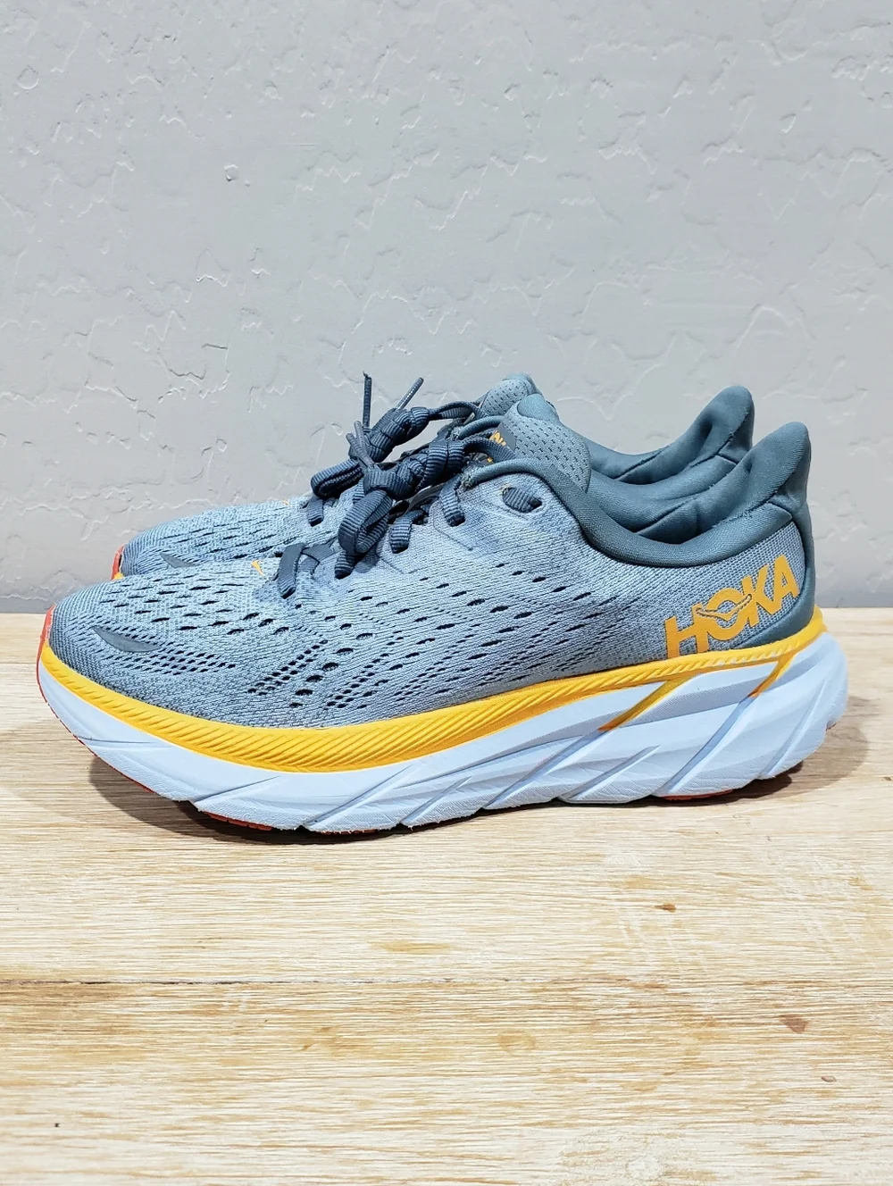 HOKA ONE ONE Men's Clifton 8 Running Shoes (8D/9.5W Women's) Blue Fog/Plein Air